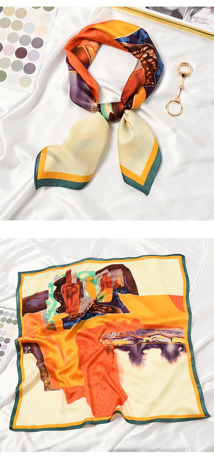 Abstract Bottle Print Square Scarf Women Bandana Hairband Lady Head Wraps Female Shawl Fashion Neckerchief 2021 - Image 4