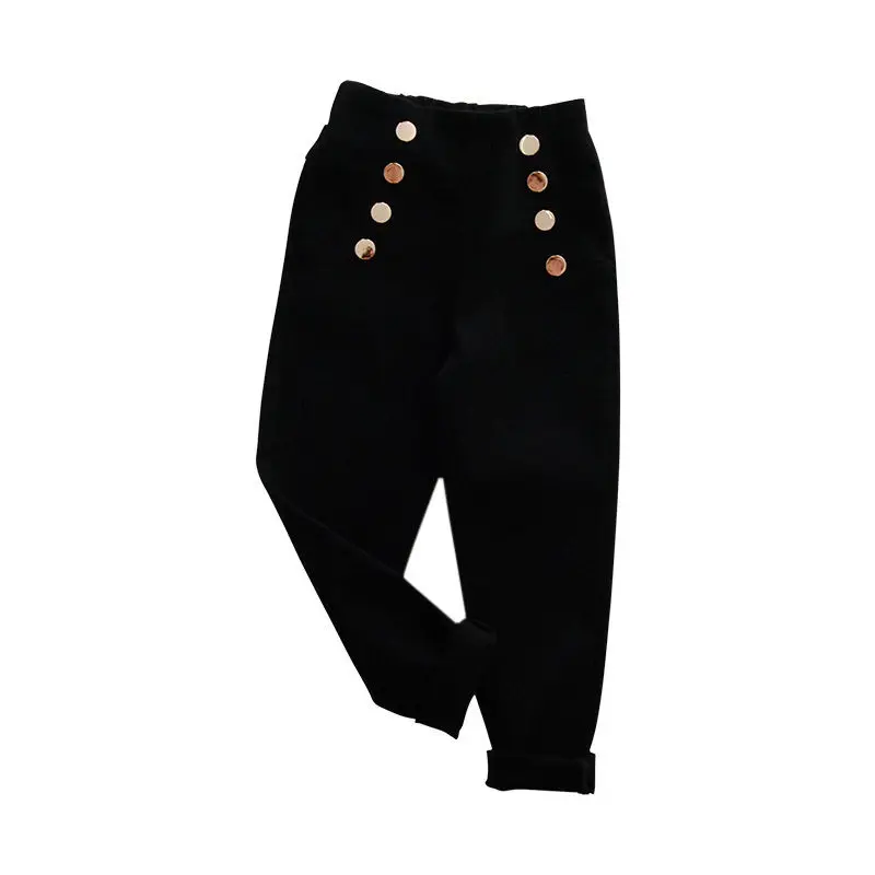 100-150 Cm Spring Autumn Girls Fashion Tight Pant with Buttons Baby Kids Children Trousers - Image 5