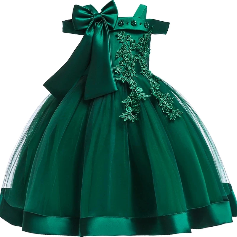 Elegant Girl Princess Dress Dots Bow 2021 Children Christmas Performance Show Costume Kids Dresses For Girls 2 4 8 10 Years - Image 2