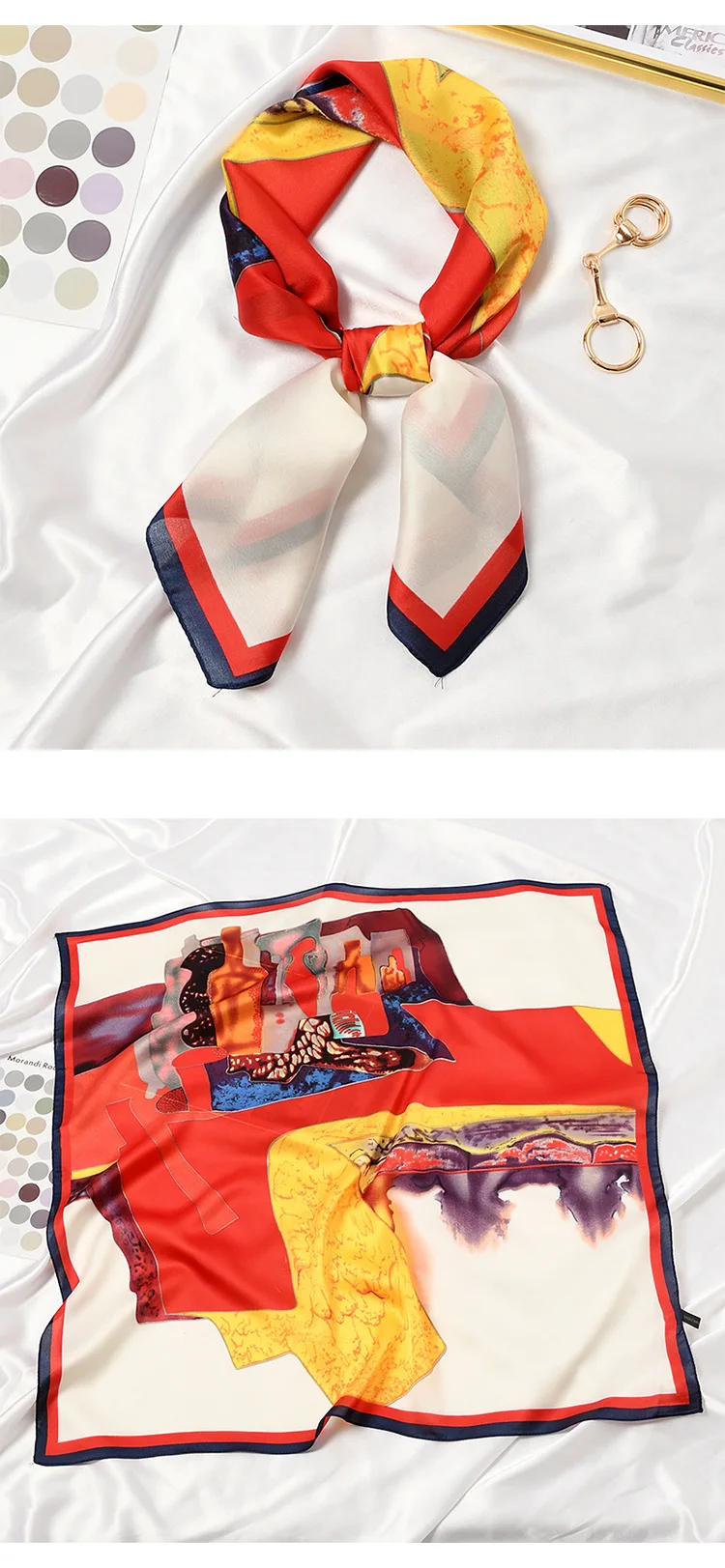 Abstract Bottle Print Square Scarf Women Bandana Hairband Lady Head Wraps Female Shawl Fashion Neckerchief 2021 - Image 3