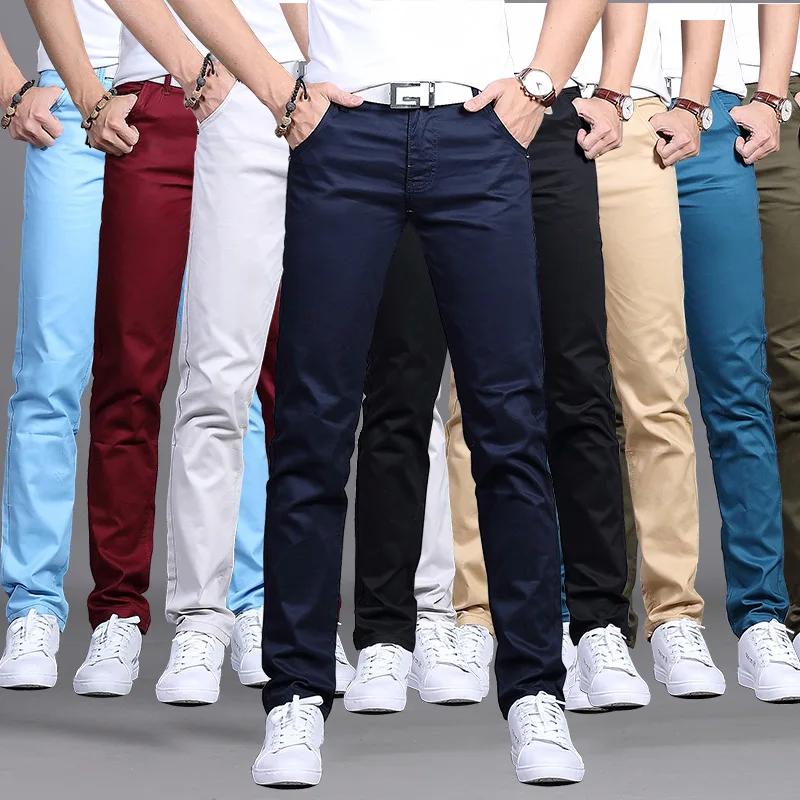 2024 Spring Autumn New Casual Pants Men Cotton Slim Fit Chinos Fashion Trousers Male Brand Clothing Plus Size 8 colour
