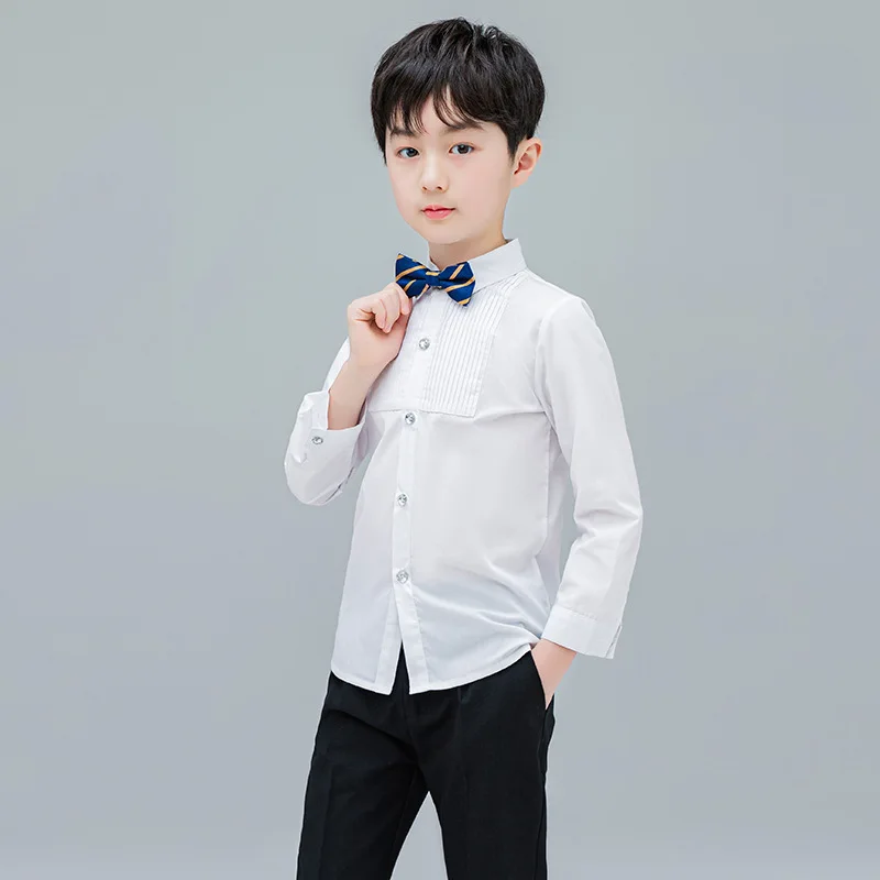 Baby Toddler Teenage Clothes School Uniform Boys Shirts White Long Sleeve Turn-down Collar Kids Shirt For Boys Children Tops - Image 2