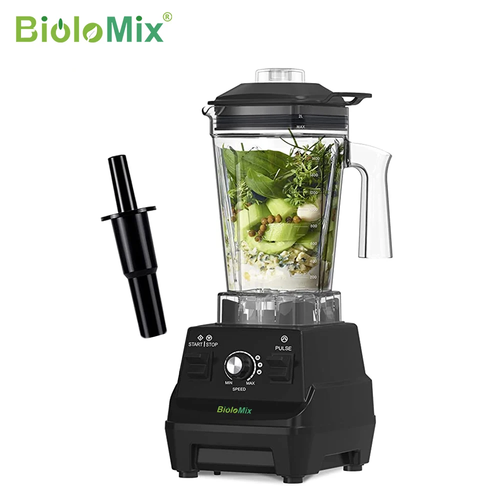 BioloMix 1800W Mini Pro Professional-Grade Smoothie Blender, 1.8L Container, Black/RED, Self-Cleaning