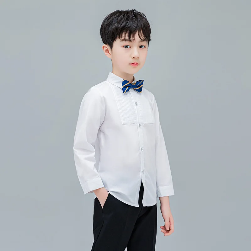 Baby Toddler Teenage Clothes School Uniform Boys Shirts White Long Sleeve Turn-down Collar Kids Shirt For Boys Children Tops - Image 3