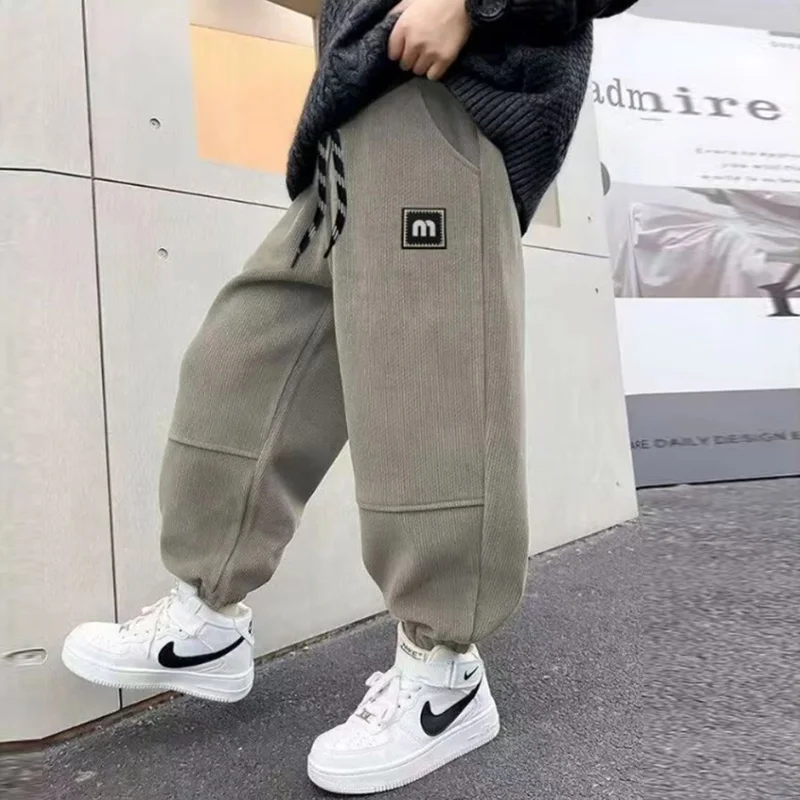 -30° Boys Lambswool Pnats Children Snow Warm Padded Trousers Teenager Winter Thicken Sweatpants Kids Plus Velvet Clothing 3-12Y - Image 6