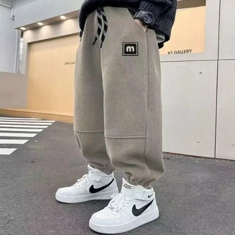 -30° Boys Lambswool Pnats Children Snow Warm Padded Trousers Teenager Winter Thicken Sweatpants Kids Plus Velvet Clothing 3-12Y - Image 5