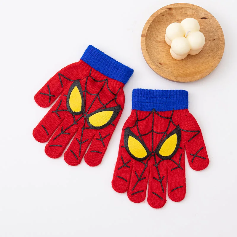 3-8 Years Autumn Winter Kids Knitted Gloves Cute Cartoon Spider Full Finger Boys Warm Outdoors Children Mittens - Image 7