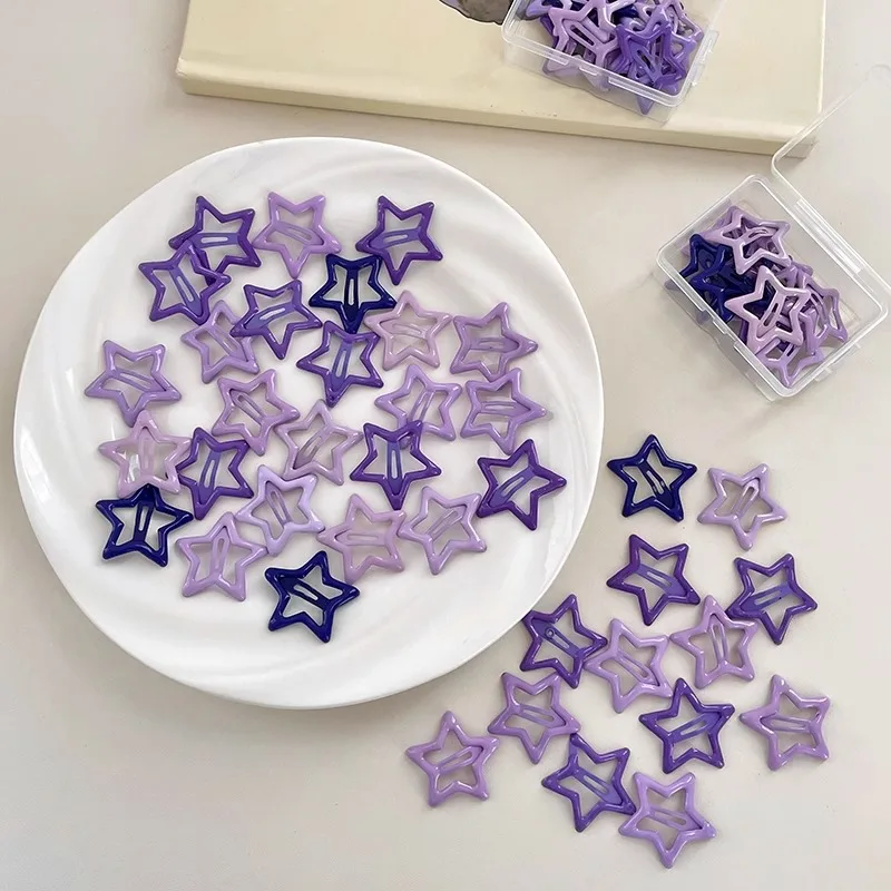 10/50pcs Colorful Kawaii Star Barrettes Y2K Sweet Girls BB Solid Star Hairclips Metal Snap Clip Headdress Hair Jewelry Gifts - Image 9