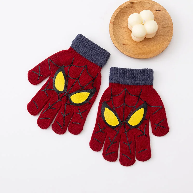 3-8 Years Autumn Winter Kids Knitted Gloves Cute Cartoon Spider Full Finger Boys Warm Outdoors Children Mittens - Image 8