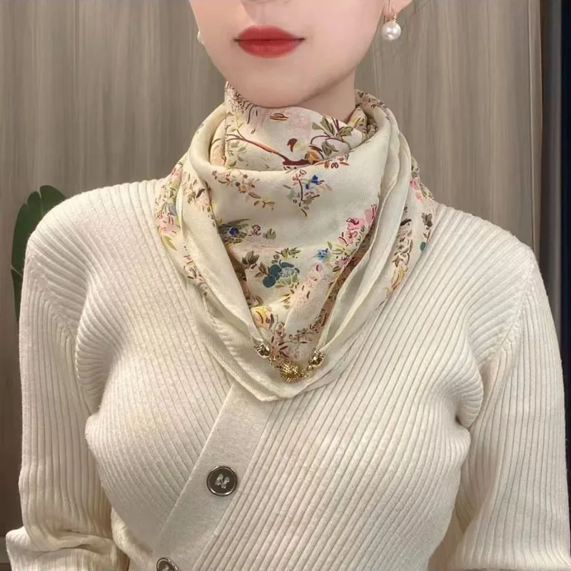 Hot Magnetic Triangle Neck Protection Scarf for Women in Autumn and Winter 2025 New Cotton and Linen Scarf High-end Neck Scarf - Image 5