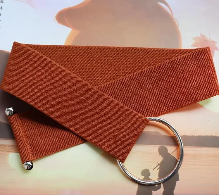 Belts for Women Black Simple Waist Elastic Ladies Band Round Buckle Decoration Coat Sweater Fashion Dress Rice White - Image 8