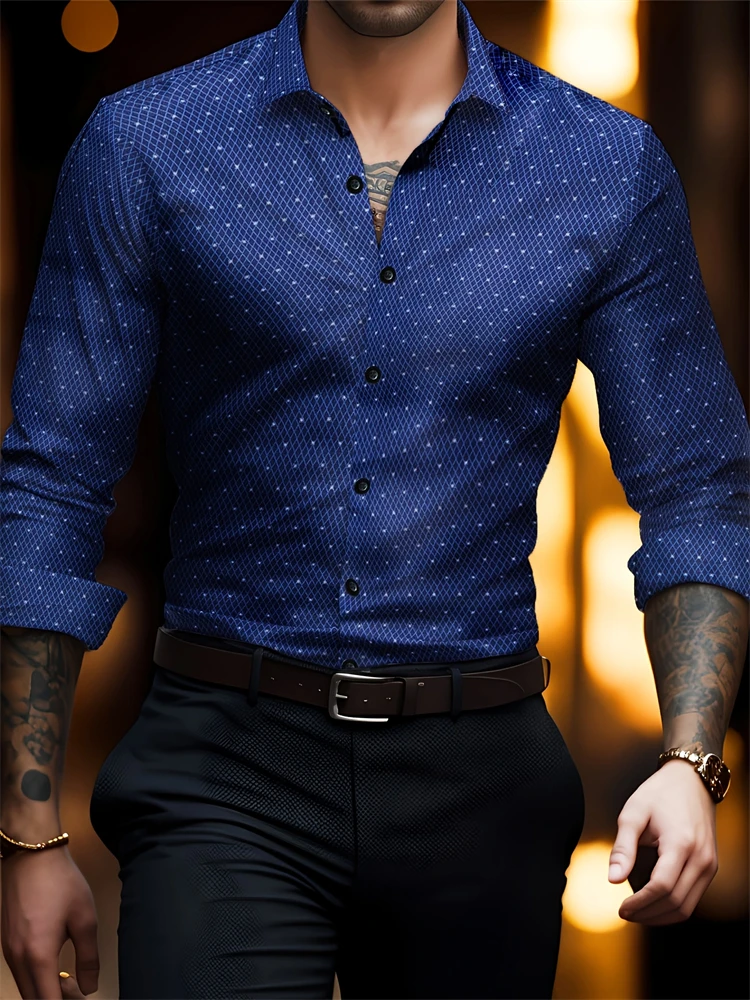 2025 Men's Shirt Business Button Down Shirt Summer Solid Color Long Sleeve Lapel Vacation Shirt Fashion Temperament Casual Tops - Image 15