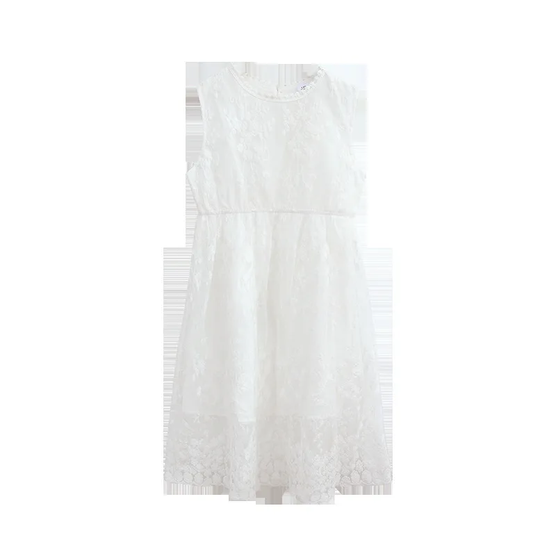 2023 summer Teenager kids Girls clothes floral mesh Princess white Dress lace off shoulder sleeveless 5 6 7 8 9 10 11 12 Years - Image 6