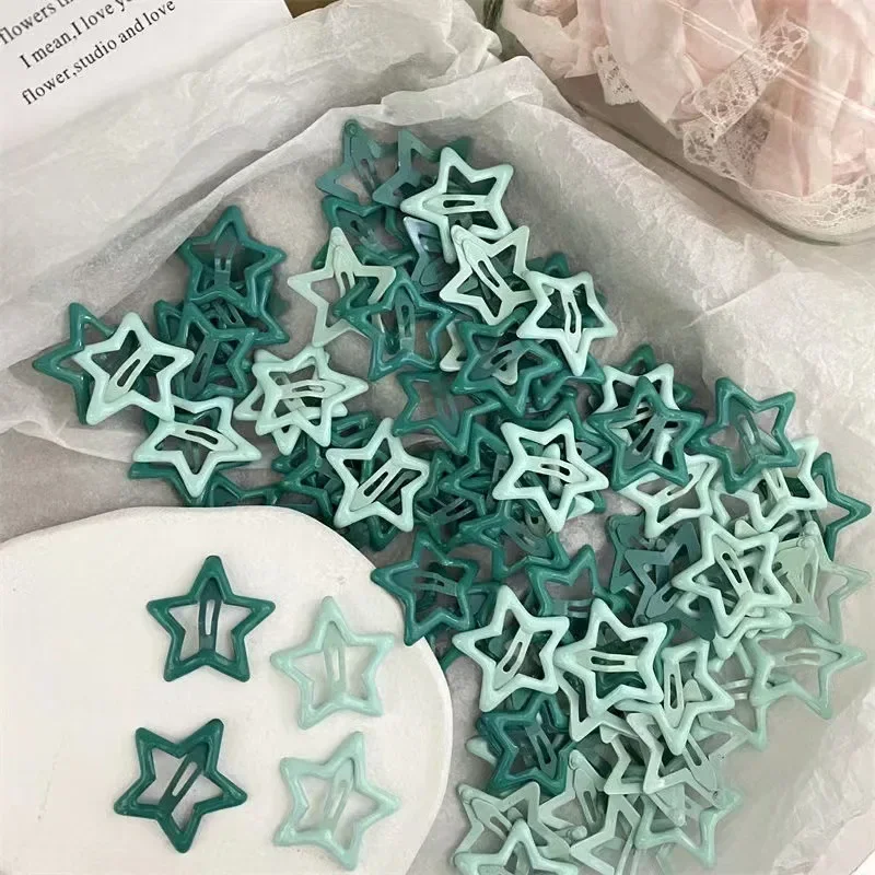 10/50pcs Colorful Kawaii Star Barrettes Y2K Sweet Girls BB Solid Star Hairclips Metal Snap Clip Headdress Hair Jewelry Gifts - Image 10