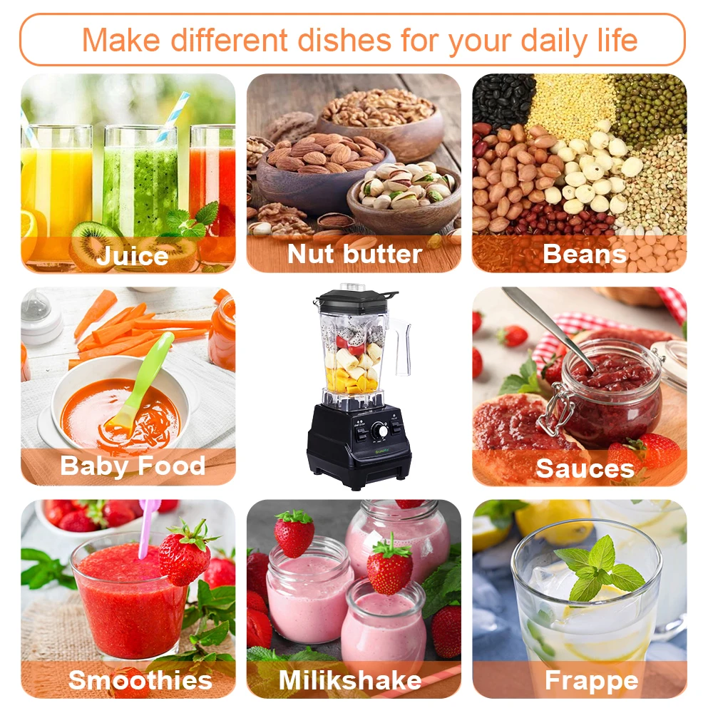 BioloMix 1800W Mini Pro Professional-Grade Smoothie Blender, 1.8L Container, Black/RED, Self-Cleaning - Image 6