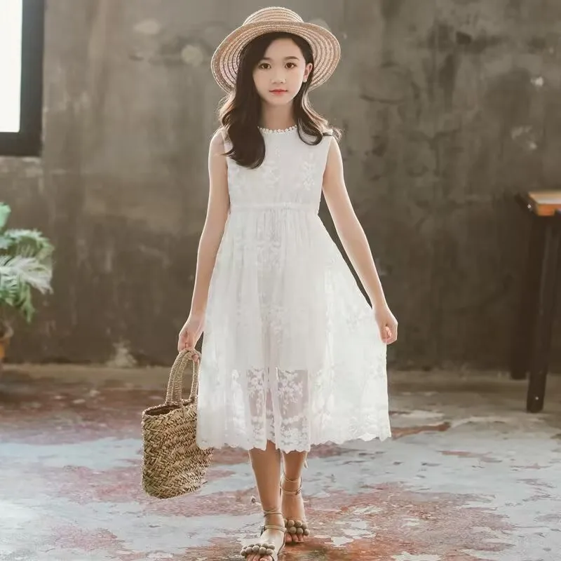 Kids Dresses Teenage White Wedding Party Lace Girl Dress Long Sleeve Children Carnival Spring Autumn 4 6 8 9 10 12 Years Clothes - Image 7