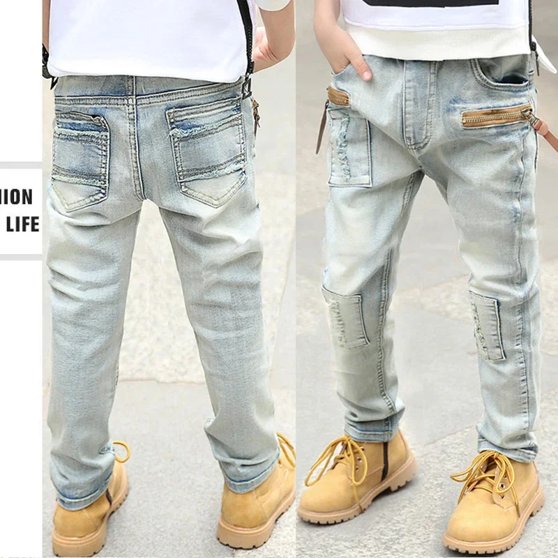 DIIMUU 4-11 Years Boys Clothes Slim Straight Jeans Young Pants Kids Baby Children Denim Clothing Trousers Elastic Waist Bottoms - Image 7