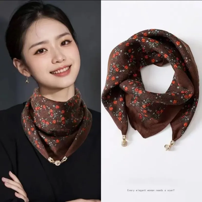 Hot Magnetic Triangle Neck Protection Scarf for Women in Autumn and Winter 2025 New Cotton and Linen Scarf High-end Neck Scarf - Image 12