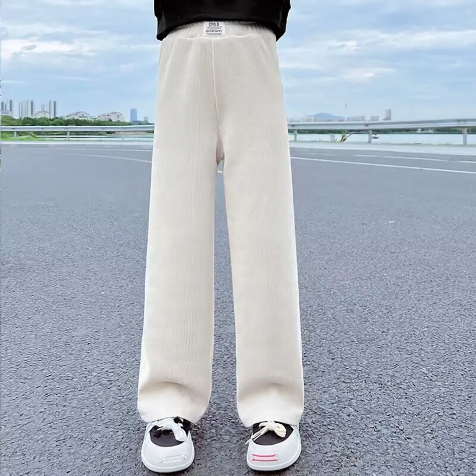 Girls Wide Leg Pants New Spring and Autumn Trendy Children's Corduroy Casual Straight Leg Pants Girls Trend Slimming Long Pants - Image 3