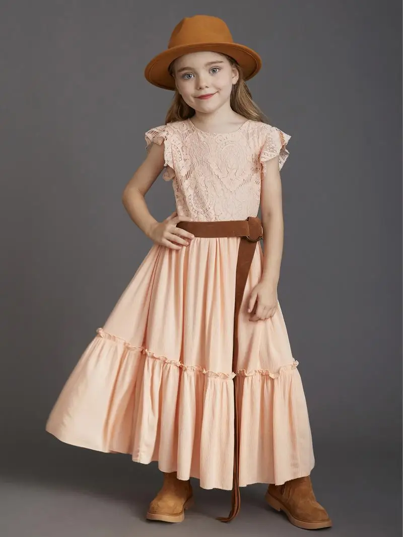 New Summer Girls Lace Flower Floor Long Dress Baby Kids Evening Party Dress Cloting for 4 6 7 8 10 12 Year - Image 3
