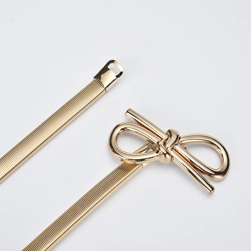 Gold Silver Leaf Metal Women's Belt Spring Gold Leaf Belt Elastic Waist Seal Women's Dress Waist Chain - Image 8