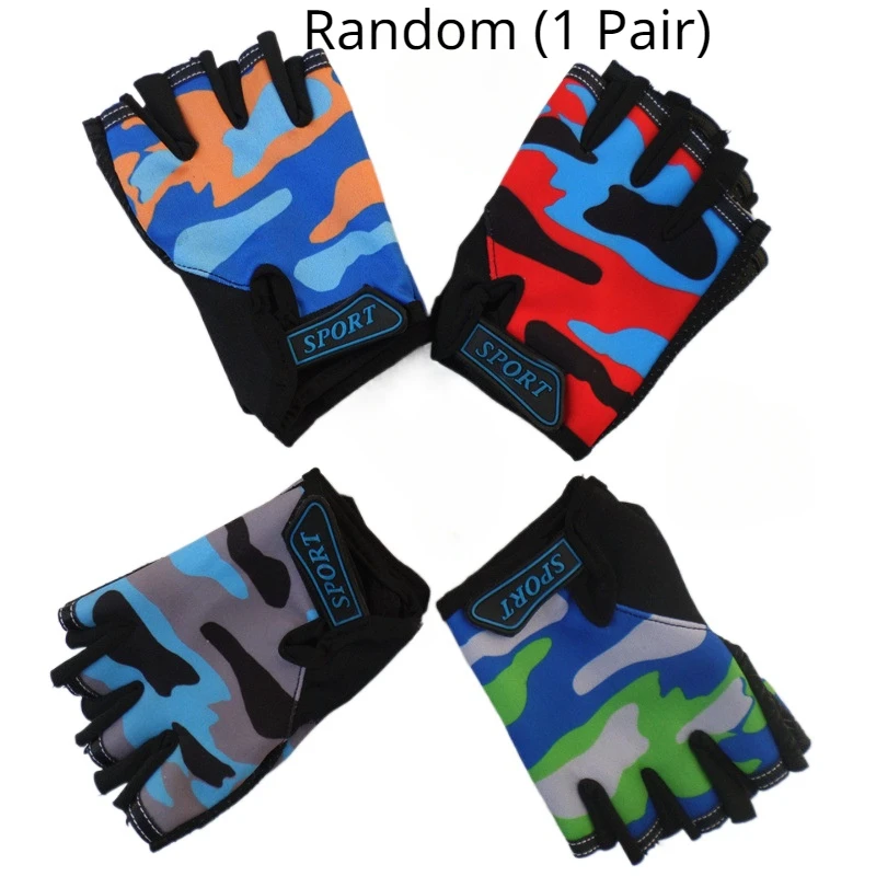 1 Pair Camo Sports Gloves for Children Kids Half Finger Riding Cycling Running Gloves for Boys Girls Outdoor Sports Gloves - Image 11