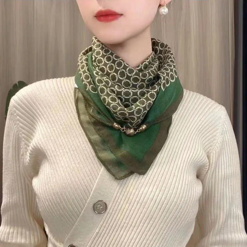 Hot Magnetic Triangle Neck Protection Scarf for Women in Autumn and Winter 2025 New Cotton and Linen Scarf High-end Neck Scarf - Image 14
