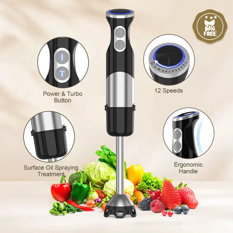 Immersion Blender 5-in-1 Handheld Blender - 1100-watt scratch-resistant blending stick for shakes, purees and smoothies - Image 6