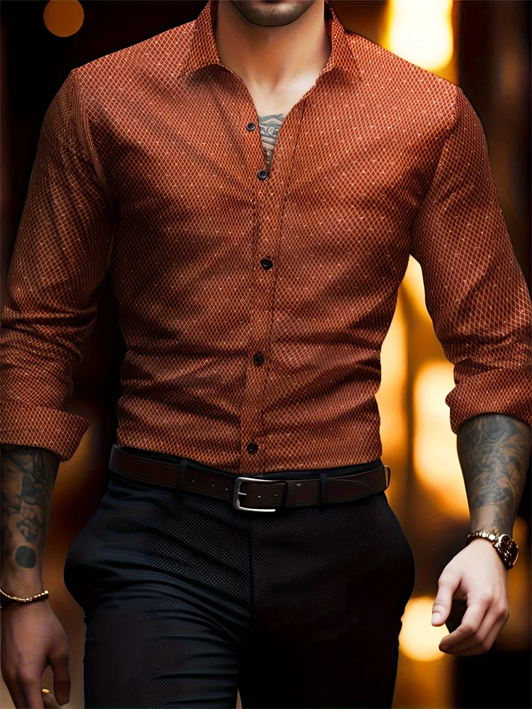 2025 Men's Shirt Business Button Down Shirt Summer Solid Color Long Sleeve Lapel Vacation Shirt Fashion Temperament Casual Tops - Image 14