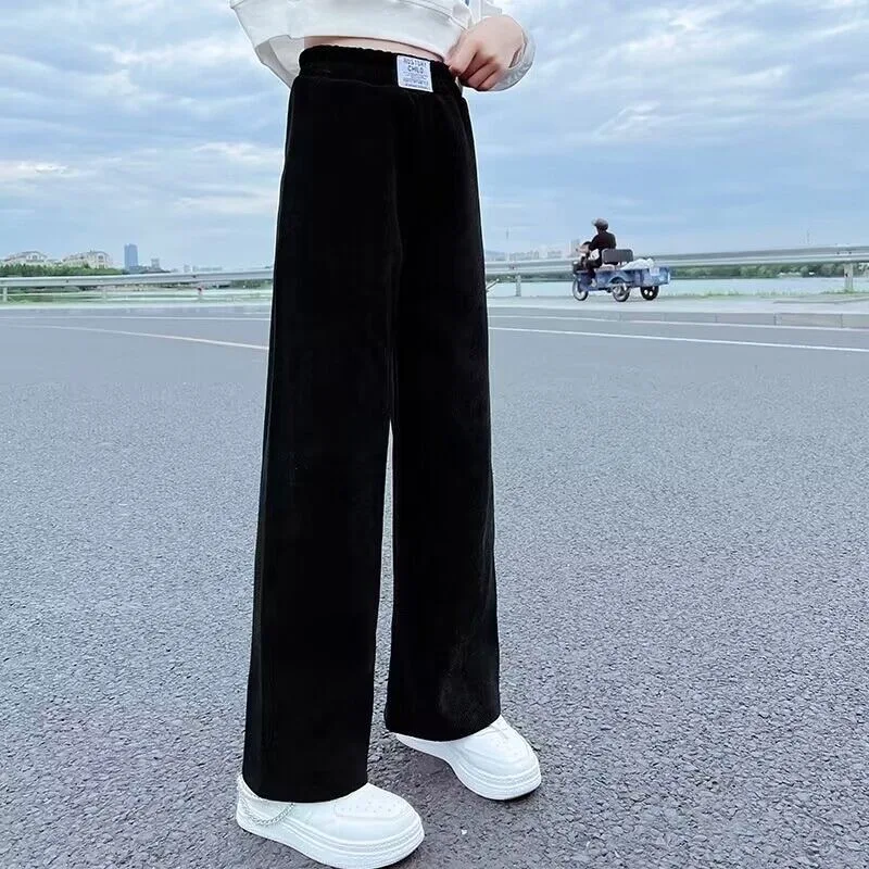 1pcs Autumn Winter Girls Thickening Wide Leg Pants Children's Corduroy Casual Straight Pants Kid Trend Slimming Long Trousers - Image 5