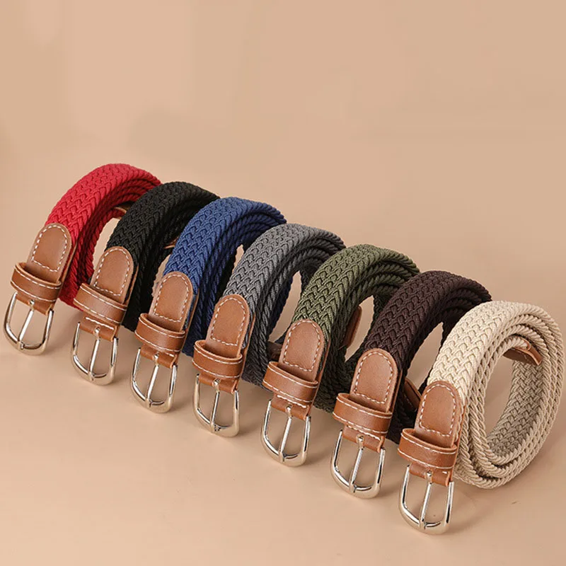 Elastic Belt For Woman Canvas Stretch Belts Solid Color High Quality Webbing Ladies Tactical Fashion Casual Jeans Strap DT050 - Image 2