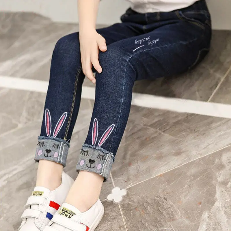 New Girls Fashion Jeans Spring Summer and Autumn Soft Casual Boutique Cotton Kawaii Girls Elegant Jean Kids Pants 3-12Y - Image 2
