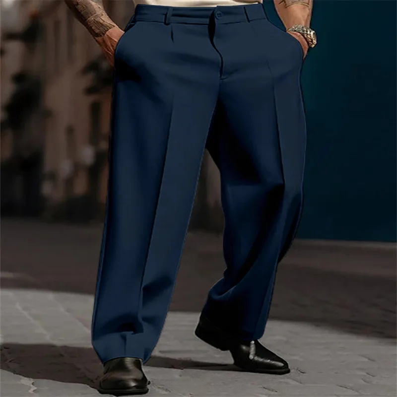 2023 Men's Stand Pocket Elegant Wide Leg Pants Solid White Party Wedding Trousers Plus Size Mens Fashion Buttons Up Suit Pants - Image 13