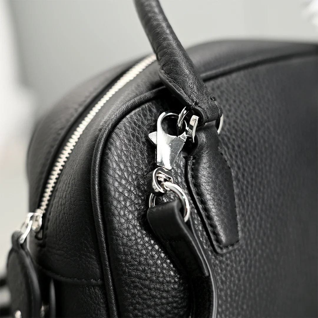 22cm Genuine Leather Bowling Bag Top Layer Cowhide Handbag Sheepskin Lining Woman Shoulder Crossbody Fashion Trend Small Bag - Image 4