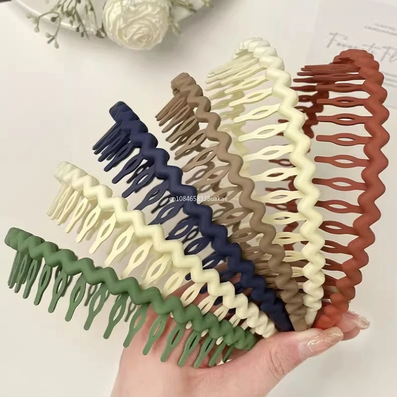1Pc Solid Color Wave Hairbands for Women Trendy Toothed Non-slip Hair Combs Hair Accessories Girl Face Wash Sports Headbands 집게핀 - Image 2