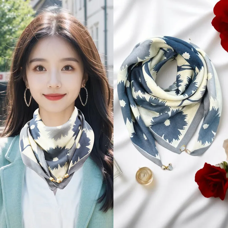 Hot Magnetic Triangle Neck Protection Scarf for Women in Autumn and Winter 2025 New Cotton and Linen Scarf High-end Neck Scarf - Image 17