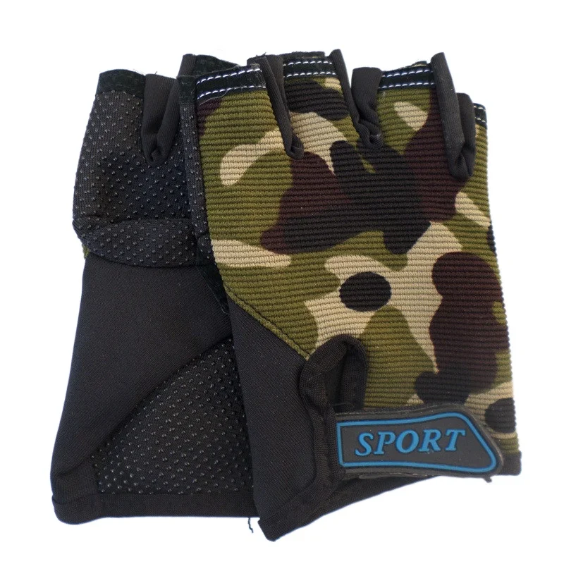1 Pair Camo Sports Gloves for Children Kids Half Finger Riding Cycling Running Gloves for Boys Girls Outdoor Sports Gloves - Image 5
