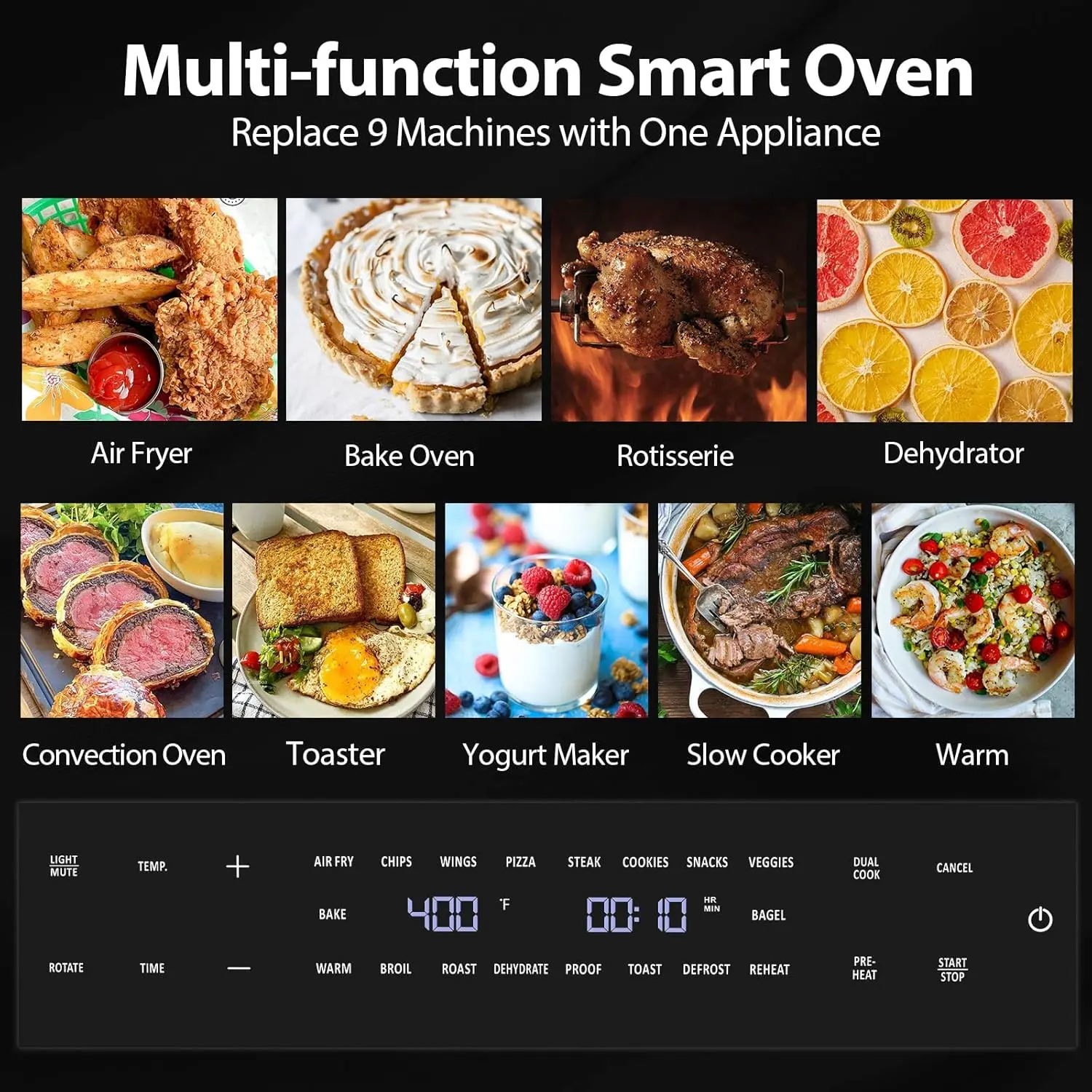 32QT Extra Large Air Fryer,19-In-1 Air Fryer Toaster Oven Combo with Rotisserie and Dehydrator,Digital Convection Oven Counterto - Image 4