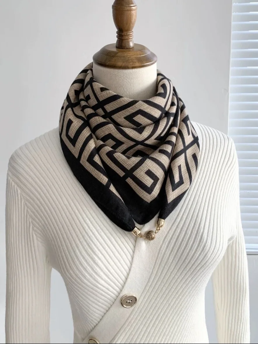 Hot Magnetic Triangle Neck Protection Scarf for Women in Autumn and Winter 2025 New Cotton and Linen Scarf High-end Neck Scarf - Image 9