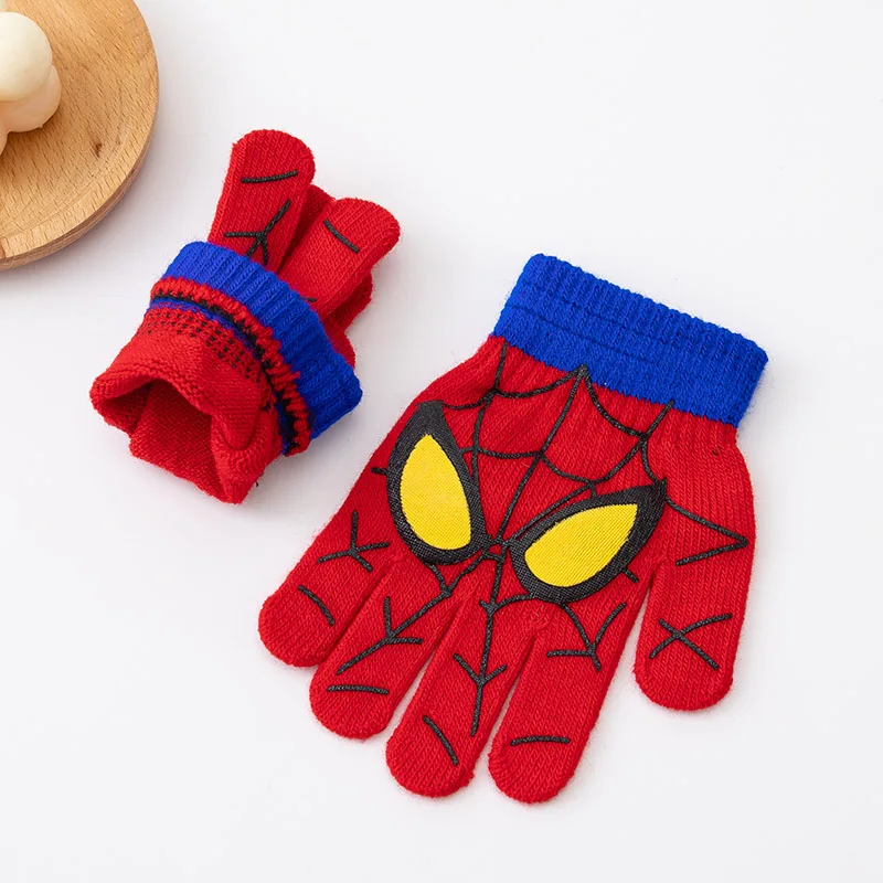 3-8 Years Autumn Winter Kids Knitted Gloves Cute Cartoon Spider Full Finger Boys Warm Outdoors Children Mittens - Image 6