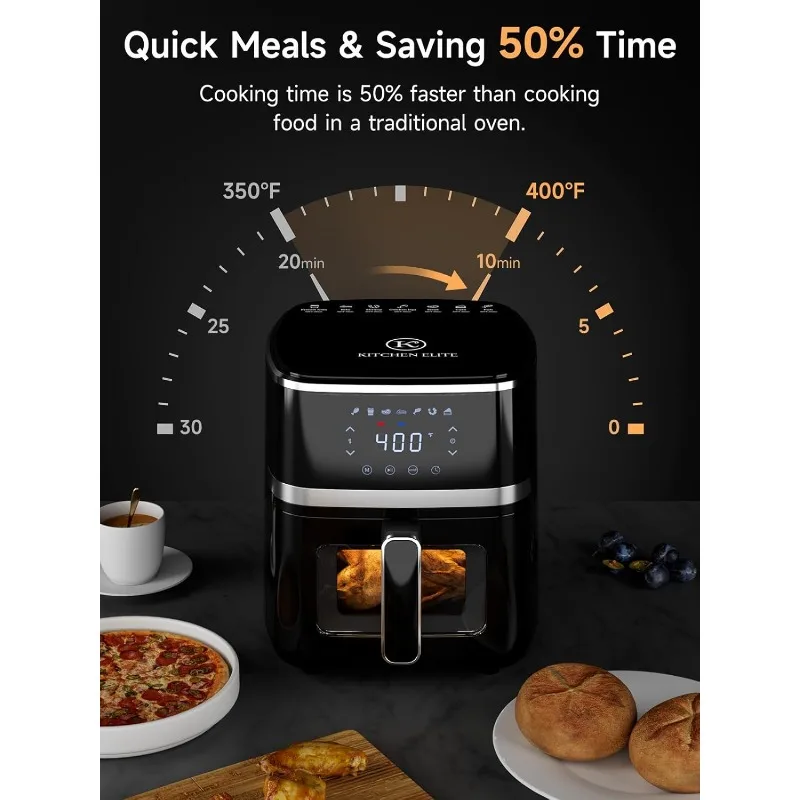 Air Fryer Oven 5.28 Quart, 7-in-1 Digital Display Compact Cooker with Easy View Window, Nonstick and Dishwasher Safe Basket - Image 3