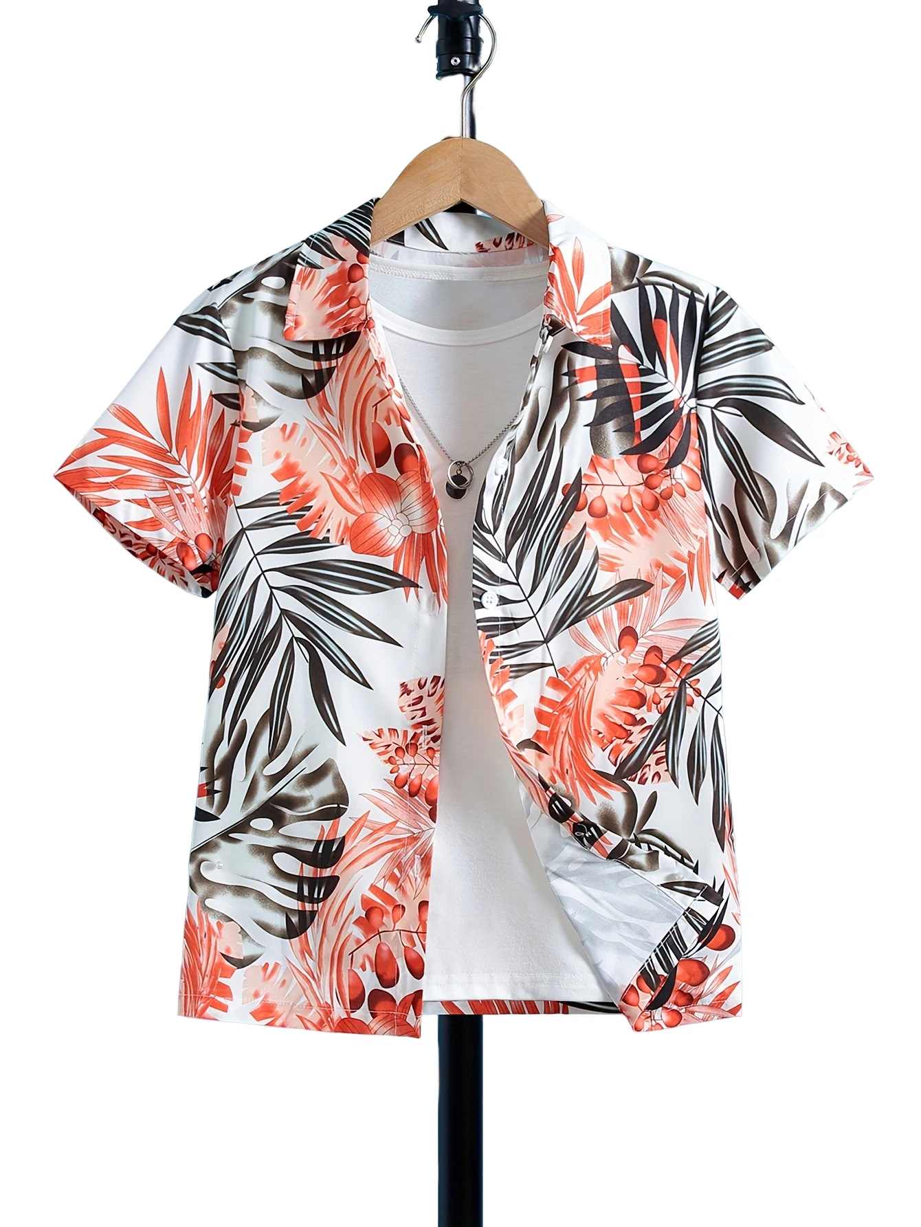 2024 Kids Clothes Cartoon Beach Print Boys Creative Shirt Casual Short Sleeve Tops Boys Clothes for Summer Children's Blouse