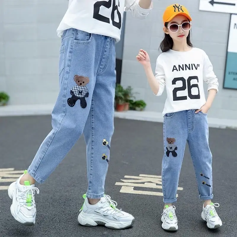 New Girls Fashion Jeans Spring Summer and Autumn Soft Casual Boutique Cotton Kawaii Girls Elegant Jean Kids Pants 3-12Y - Image 14