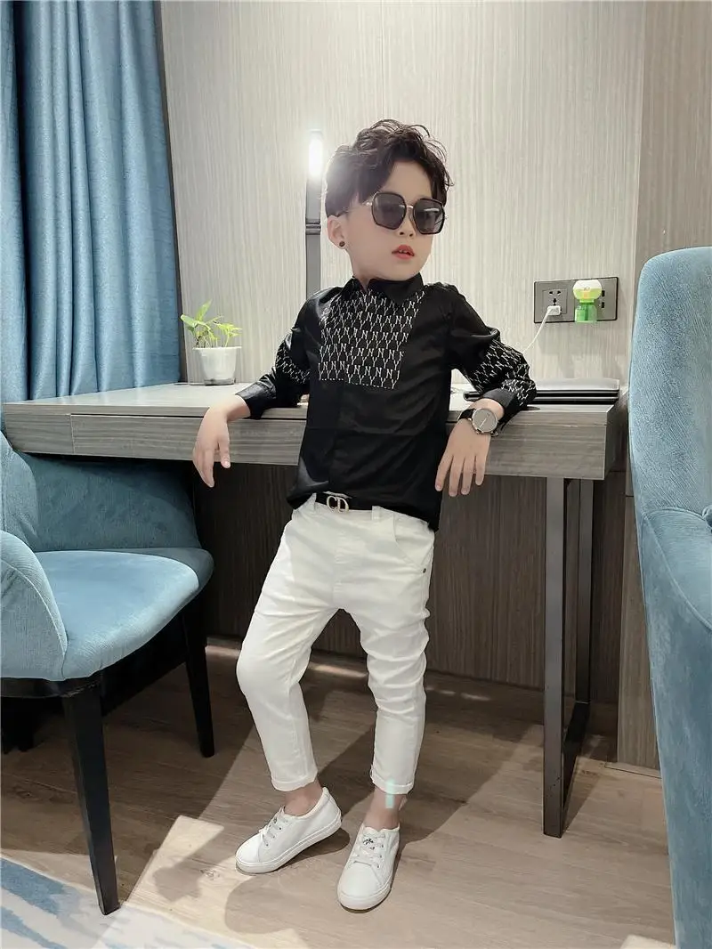 Children's Spring and Autumn New White Boys' Pants Baby Elastic Slim Fit Middle And Big School Cotton Trousers FOR Kids - Image 3