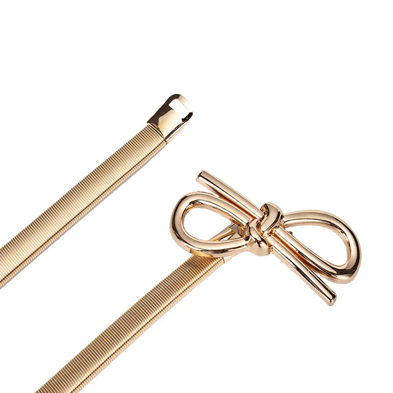 Gold Silver Leaf Metal Women's Belt Spring Gold Leaf Belt Elastic Waist Seal Women's Dress Waist Chain - Image 5