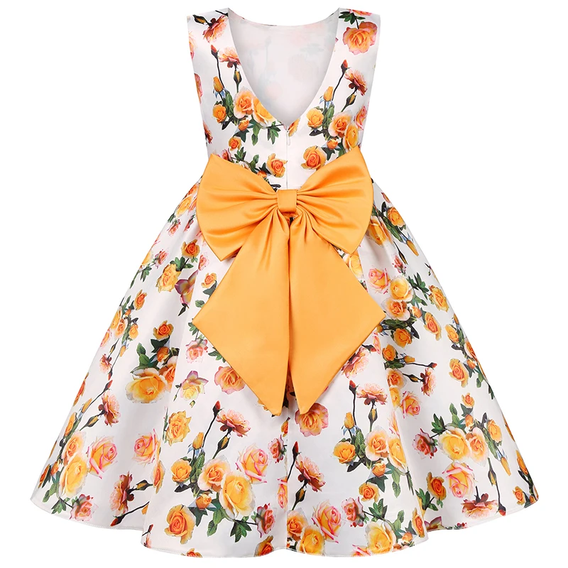2 3 4 5 6 7 8 9 10 Years Flower New Girls Dress Summer Backless Big Bow Girls Princess Dress Birthday Party Gifts Kids Clothes - Image 2