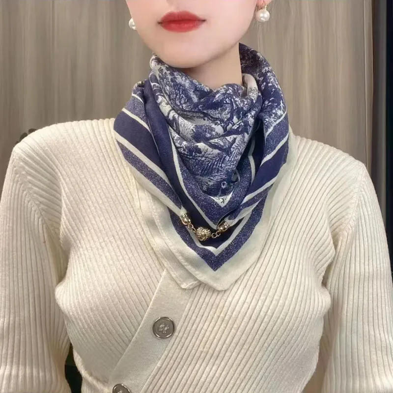 Hot Magnetic Triangle Neck Protection Scarf for Women in Autumn and Winter 2025 New Cotton and Linen Scarf High-end Neck Scarf - Image 7