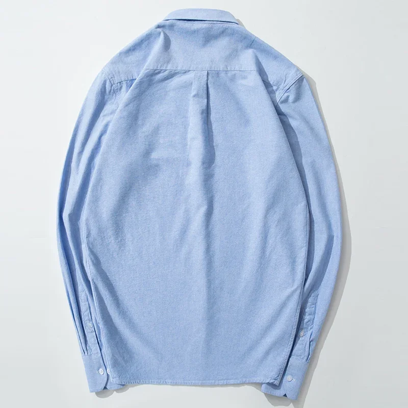 2024 Men's Long Sleeve Dress Shirt Men Pure Cotton Oxford Embroidered Horse Casual Without Pocket Solid Shirt Plus Size - Image 4