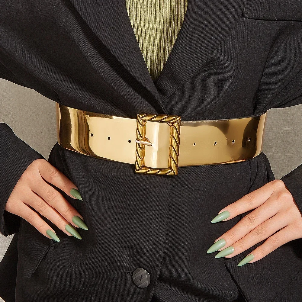 2024 High Quality Ladies Fashion Gold Belt Dress Shirt Suit Decorative Pin Buckle Belts for Women Luxury Designer Waist Belt