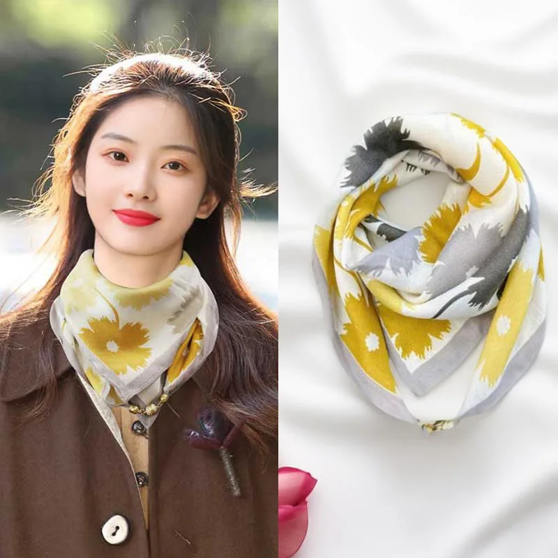 Hot Magnetic Triangle Neck Protection Scarf for Women in Autumn and Winter 2025 New Cotton and Linen Scarf High-end Neck Scarf - Image 15